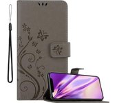 Funda Libro para Apple iPhone 11 PRO (XI PRO) en GRIS FLORAL ? Cubierta Proteccion en Dise?o de Flor con Cierre Magnetico, Funcion de Suporte e 3 Tarjeteros - Etui Case Cover Carcasa
