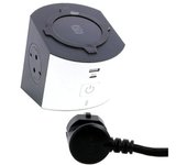 Regleta 694506 con Carga inalámbrica/ 2 Tomas de corriente/ 1 USB A - 1 USB Tipo C/ Blanco y Negro