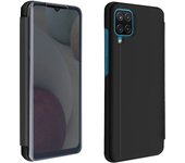 Funda Samsung Galaxy A12 Efecto Espejo translúcida F.Soporte - Negro