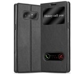Funda Libro para Samsung Galaxy NOTE 8 en NEGRO COMETA - Cubierta Proteccion con Cierre Magnetico, Funcion de Suporte y 2 Ventanas- Etui Case Cover Carcasa