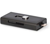 Lector Micro SD, conectores USB-A y Lightning