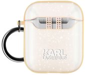 Airpods Estuche de silicona Purpurina Choupette Ikonik oro rosado