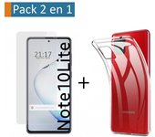 Pack 2 En 1 Funda Gel Transparente + Protector Cristal Templado para Samsung Galaxy Note 10 Lite