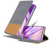 Funda Libro para Motorola MOTO Z4 en GRIS CLARO MARRoN - Cubierta Proteccion con Cierre Magnetico, Tarjetero y Funcion de Suporte - Etui Case Cover Carcasa