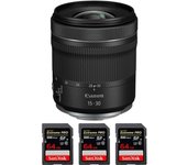 RF 15-30mm F4.5-6.3 IS STM + 3 SanDisk 64GB Extreme PRO UHS-II SDXC 300 MB/s + PDF MCZ DIRECT 20 TÉC
