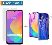 Pack 2 En 1 Funda Gel Transparente + Protector Cristal Templado para Xiaomi Mi A3