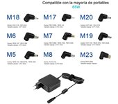 Cargador Universal para Portátiles 9.5-20V 65W 9 Puntas