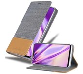 Funda Libro para Vivo X21 en GRIS CLARO MARRoN - Cubierta Proteccion con Cierre Magnetico, Tarjetero y Funcion de Suporte - Etui Case Cover Carcasa
