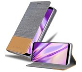 Funda Libro para Vivo Y71 en GRIS CLARO MARRoN - Cubierta Proteccion con Cierre Magnetico, Tarjetero y Funcion de Suporte - Etui Case Cover Carcasa