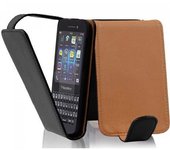 Funda para Blackberry Q5 in NEGRO oXIDO - Cubierta Proteccion Estilo Flip de Cuero Sintetico Estructuro - Etui Case Cover Carcasa