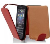 Funda para Blackberry Q5 in ROJO INFIERNO - Cubierta Proteccion Estilo Flip de Cuero Sintetico Estructuro - Etui Case Cover Carcasa