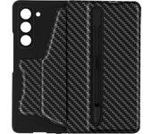 Funda para Samsung Galaxy Z Fold 5 Tarjetero Soporte Vídeo Efecto Carbono Negro