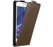 Funda para Sony Xperia M2 / M2 AQUA in MARRoN CAFe - Cubierta Proteccion Estilo Flip con Cierre Magnetico - Etui Case Cover Carcasa