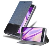 Funda Libro para Samsung Galaxy A8 2015 en AZUL OSCURO NEGRO - Cubierta Proteccion con Cierre Magnetico, Tarjetero y Funcion de Suporte - Etui Case Cover Carcasa