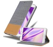 Funda Libro para Samsung Galaxy A9 2016 en GRIS CLARO MARRoN - Cubierta Proteccion con Cierre Magnetico, Tarjetero y Funcion de Suporte - Etui Case Cover Carcasa