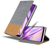 Funda Libro para Xiaomi RedMi 7 en GRIS CLARO MARRoN - Cubierta Proteccion con Cierre Magnetico, Tarjetero y Funcion de Suporte - Etui Case Cover Carcasa