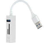 Hub USB 5 en 1 con 3 puertos USB y lector de tarjetas Micro-SD SD Plata
