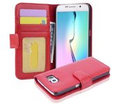Funda Libro para Samsung Galaxy S6 en ROJO INFIERNO - Cubierta Proteccion con Cierre Magnetico e 3 Tarjeteros - Etui Case Cover Carcasa