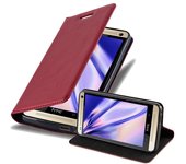 Funda Libro para HTC One M7 en ROJO MANZANA - Cubierta Proteccion con Cierre Magnetico, Tarjetero y Funcion de Suporte - Etui Case Cover Carcasa