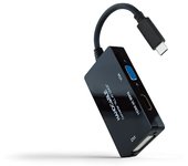Nanocable 10.16.4301-ALL adaptador de cable de vídeo 0,2 m USB Tipo C DVI-D + VGA (D-Sub) + HDMI Neg
