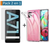 Pack 2 En 1 Funda Gel Transparente + Protector Cristal Templado para Samsung Galaxy A71