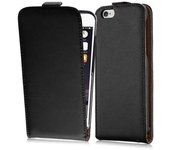 Funda para Apple iPhone 6 PLUS / iPhone 6S PLUS in NEGRO DE CAVIAR - Cubierta Proteccion Estilo Flip de Cuero Sintetico Liso - Etui Case Cover Carcasa