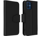 Funda de Piel Premium iPhone 12 Mini Tarjetero Función Soporte - Negro