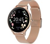 Reloj inteligente Mujer con pulsera de malla de acero inoxidable Rosa dorado