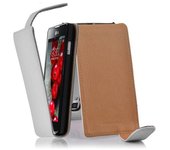 Funda para LG OPTIMUS L7 II in BLANCO MAGNESIO - Cubierta Proteccion Estilo Flip de Cuero Sintetico Estructuro - Etui Case Cover Carcasa