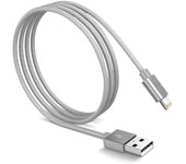 , BLP0213.666, Cable Cargador Lightning Macho USB, Carga Rápida, Nylon Trenzado, 1,2m, Cable Alimentación IOS, Plata, , Plata