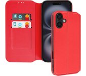 Funda con cierre para iPhone 16 con monedero y soporte de vídeo Rojo