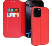 Funda con cierre para iPhone 16 Pro Max con monedero -soporte de vídeo Rojo