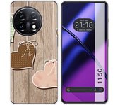 Funda Silicona Oneplus 11 5G Corazones Madera