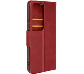 Funda para Honor X7b , Honor 90 Smart bivalva Cartera Soporte Correa Rojo burdeos