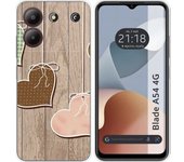 Funda Silicona Zte Blade A54 4G Corazones Madera