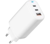 Cargador corriente USB-A y 2x USB-C Tecnología GaN 65W Carga Rápida 4.0