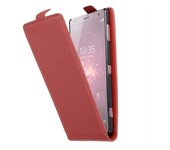 Funda para Sony Xperia XZ2 in ROJO INFIERNO - Cubierta Proteccion Estilo Flip de Cuero Sintetico Estructuro - Etui Case Cover Carcasa