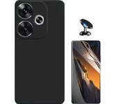 Kit Film Gel + Funda Silicona + Soporte Poco F6 Negro