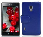 Funda Libro para LG OPTIMUS L7 II en AZUL REAL - Cubierta Proteccion de Cuero Sintetico Estructurado con Tarjetero y Funcion de Suporte - Etui Case Cover Carcasa