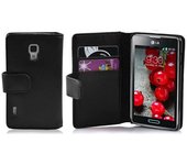 Funda Libro para LG OPTIMUS L7 II en NEGRO oXIDO - Cubierta Proteccion de Cuero Sintetico Estructurado con Tarjetero y Funcion de Suporte - Etui Case Cover Carcasa