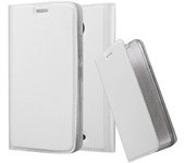 Funda Libro para Motorola MOTO C en CLASSY PLATEADO - Cubierta Proteccion con Cierre Magnetico, Tarjetero y Funcion de Suporte - Etui Case Cover Carcasa