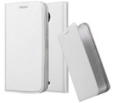 Funda Libro para Motorola MOTO C PLUS en CLASSY PLATEADO - Cubierta Proteccion con Cierre Magnetico, Tarjetero y Funcion de Suporte - Etui Case Cover Carcasa