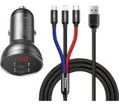 Baseus AB2XUSBAKBK cargador de dispositivo móvil Negro, Gris Auto