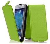 Funda para Samsung Galaxy S4 MINI in VERDE PRIMAVERA - Cubierta Proteccion Estilo Flip de Cuero Sintetico Liso - Etui Case Cover Carcasa