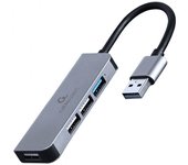 Gembird 4-port USB hub 1 x USB 3.1 + 3 x USB 2.0 Alámbrico USB 3.2 Gen 1 (3.1 Gen 1) Type-C Plata