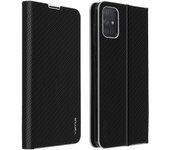 Funda Samsung Galaxy A71 Tarjetero y F. Soporte Efecto Carbono - Negro