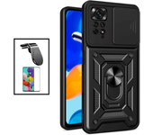 5D Cubierta completa Kit de vidrio templado + Cubierta militar magnética Ventana de deslizamiento de