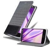 Funda Libro para Motorola MOTO Z en GRIS NEGRO - Cubierta Proteccion con Cierre Magnetico, Tarjetero y Funcion de Suporte - Etui Case Cover Carcasa