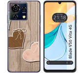 Funda Silicona Zte Blade V50 Vita 4G Corazones Madera