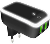 Celly TC2USBLEDBK cargador de dispositivo móvil Negro, Blanco Interior